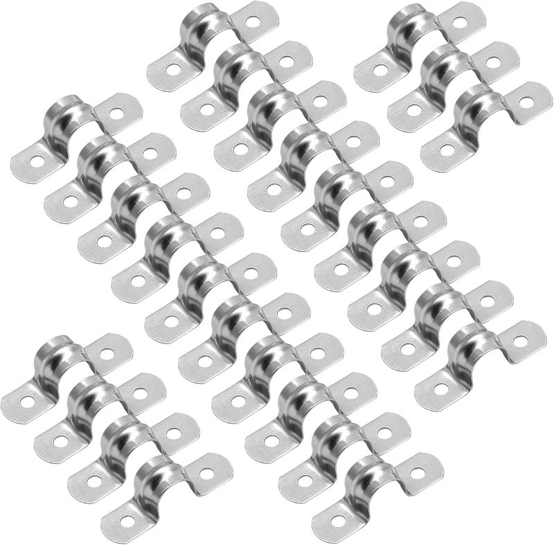 Uenhoy 50 Pcs 1/2" Stainless Steel Rigid Pipe Strap Clamps, M12 Two Hole Strap U Bracket Pipe Clamps Heavy Duty Conduit Clamps U-Shape Clamps for Conduit and Cables - Image 2